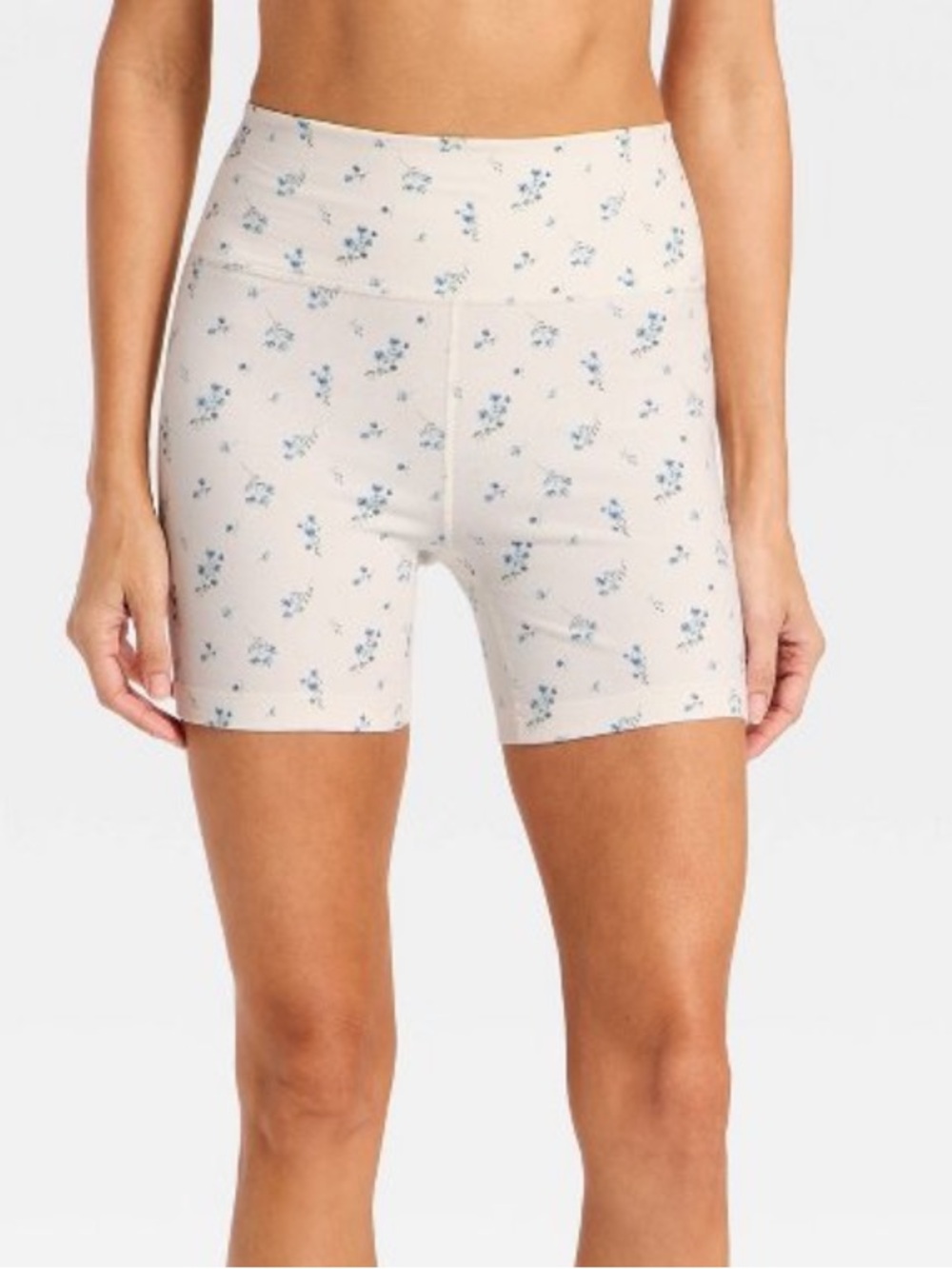 All in motion high-rise cotton spandex blend bike shorts 5" cream floral NWT b